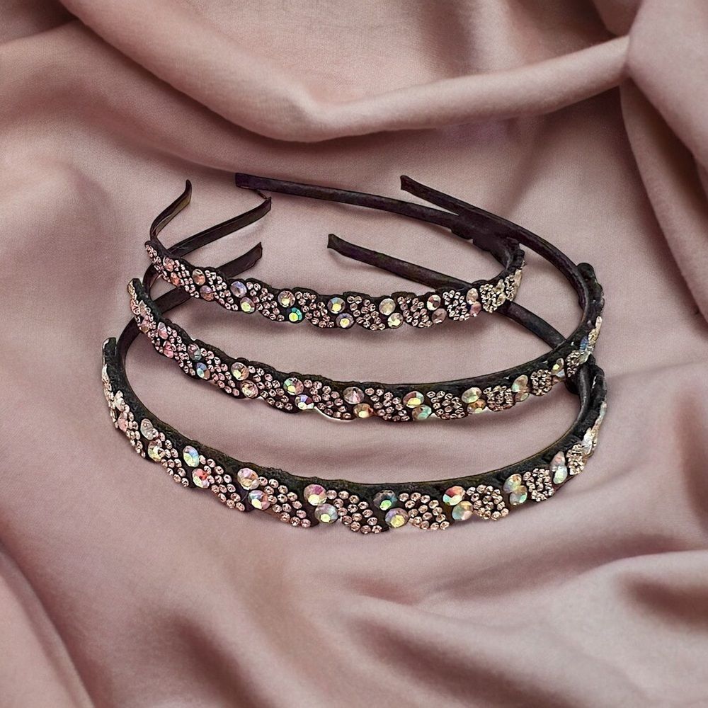 Set Of 3 Sparkling Aurora Borealis Rhinestone Headband NWT - Picture 2 of 3